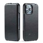 For iPhone 16 Pro Fierre Shann 64 Texture Vertical Flip PU Leather Phone Case(Black)