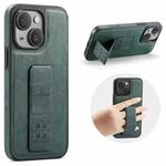 For iPhone 15 Plus Fierre Shann Oil Wax Cow Leather Holder Back Phone Case(Green)