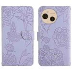 For Sharp Aquos sense9 Skin Feel Butterfly Embossed Flip Leather Phone Case(Purple)