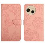 For Sharp Aquos sense9 Skin Feel Butterfly Embossed Flip Leather Phone Case(Pink)