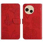 For Sharp Aquos sense9 Skin Feel Butterfly Embossed Flip Leather Phone Case(Red)