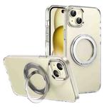 For iPhone 15 Ice-Cold Rotating Ring Holder PC MagSafe Phone Case(Silver)