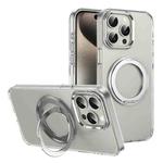 For iPhone 14 Pro Max Ice-Cold Rotating Ring Holder PC MagSafe Phone Case(Silver)