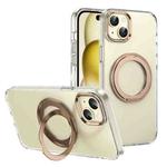 For iPhone 13 Ice-Cold Rotating Ring Holder PC MagSafe Phone Case(Desert Gold)