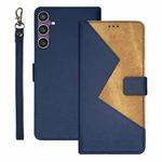 For Samsung Galaxy S24 FE 5G idewei Two-color Splicing Leather Phone Case(Blue)