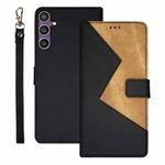 For Samsung Galaxy S24 FE 5G idewei Two-color Splicing Leather Phone Case(Black)