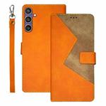 For Samsung Galaxy S24 FE 5G idewei Two-color Splicing Leather Phone Case(Orange)