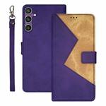 For Samsung Galaxy S24 FE 5G idewei Two-color Splicing Leather Phone Case(Purple)