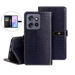 For Motorola Edge 50 Neo idewei Crocodile Texture Leather Phone Case(Dark Blue)