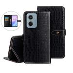 For Motorola Moto E15 idewei Crocodile Texture Leather Phone Case(Black)