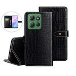 For Motorola Moto G Power 2025 idewei Crocodile Texture Leather Phone Case(Black)