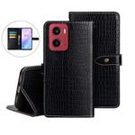 For Motorola Moto G05 idewei Crocodile Texture Leather Phone Case(Black)