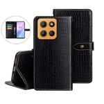 For Motorola Moto G15 idewei Crocodile Texture Leather Phone Case(Black)