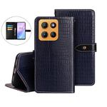For Motorola Moto G15 idewei Crocodile Texture Leather Phone Case(Dark Blue)