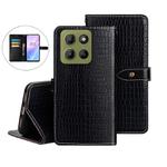 For Motorola Moto G15 Power idewei Crocodile Texture Leather Phone Case(Black)