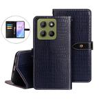 For Motorola Moto G15 Power idewei Crocodile Texture Leather Phone Case(Dark Blue)