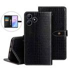 For Realme Note 50 idewei Crocodile Texture Leather Phone Case(Black)