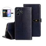 For Realme Note 50 idewei Crocodile Texture Leather Phone Case(Dark Blue)