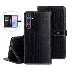 For Samsung Galaxy S24 FE 5G idewei Crocodile Texture Leather Phone Case(Black)