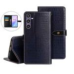 For Samsung Galaxy S24 FE 5G idewei Crocodile Texture Leather Phone Case(Dark Blue)