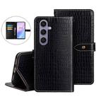 For Samsung Galaxy S25 5G idewei Crocodile Texture Leather Phone Case(Black)