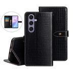 For Samsung Galaxy S25+ 5G idewei Crocodile Texture Leather Phone Case(Black)
