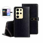 For Samsung Galaxy S25 Ultra 5G idewei Crocodile Texture Leather Phone Case(Black)