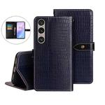 For Sony Xperia 1 VI idewei Crocodile Texture Leather Phone Case(Dark Blue)