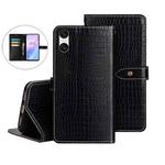 For Sony Xperia 10 VI idewei Crocodile Texture Leather Phone Case(Black)