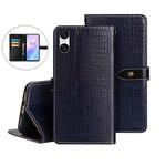 For Sony Xperia 10 VI idewei Crocodile Texture Leather Phone Case(Dark Blue)