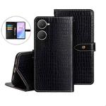 For vivo Y03 4G Global idewei Crocodile Texture Leather Phone Case(Black)