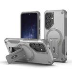 For Samsung Galaxy S24+ 5G / S25+ 5G Armor MagSafe Holder PC Hybrid TPU Phone Case(Grey)