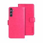 For Samsung Galaxy S24 FE 5G idewei Crazy Horse Texture Leather Phone Case(Rose Red)
