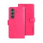 For Samsung Galaxy S25 5G idewei Crazy Horse Texture Leather Phone Case(Rose Red)