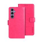 For Samsung Galaxy S25+ 5G idewei Crazy Horse Texture Leather Phone Case(Rose Red)