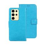 For Samsung Galaxy S25 Ultra 5G idewei Crazy Horse Texture Leather Phone Case(Sky Blue)