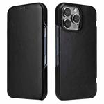 For iPhone 16 Pro Max Fierre Shann Top Layer Cowhide Business Magnetic Leather Phone Case(Black)