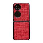 For Huawei P50 Pocket Plaid Fabric PC Protective Phone Case(Red)