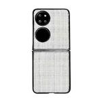 For Huawei P50 Pocket Plaid Fabric PC Protective Phone Case(White)