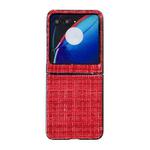 For Motorola Razr 40 Ultra Plaid Fabric PC Protective Phone Case(Red)