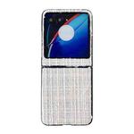 For Motorola Razr 40 Ultra Plaid Fabric PC Protective Phone Case(White)