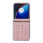 For Motorola Razr 40 Ultra Plaid Fabric PC Protective Phone Case(Pink)