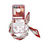 For Motorola Razr 50 Sketch Flower Pattern Phone Case with Scarf Bracelet(Rose)