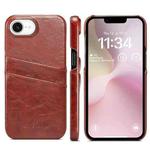 For iPhone 16e Fierre Shann Retro Oil Wax Texture Card Slots PU Leather Phone Case(Brown)