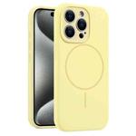 For iPhone 15 Pro Max Fine Hole Liquid Silicone MagSafe Phone Case(Yellow)