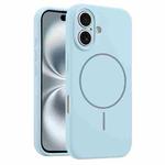 For iPhone 16 Fine Hole Liquid Silicone MagSafe Phone Case(Blue)