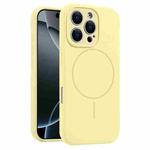 For iPhone 16 Pro Fine Hole Liquid Silicone MagSafe Phone Case(Yellow)