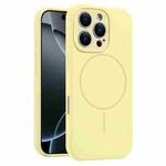 For iPhone 16 Pro Max Fine Hole Liquid Silicone MagSafe Phone Case(Yellow)