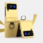 For Samsung Galaxy Z Flip4 5G Ultra-thin Skin Feel Ring Phone Case with Hinge(Yellow)