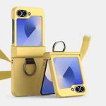 For Samsung Galaxy Z Flip5 5G Ultra-thin Skin Feel Ring Phone Case with Hinge(Yellow)